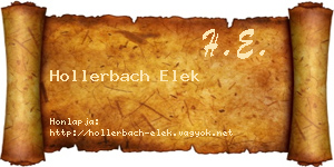 Hollerbach Elek névjegykártya